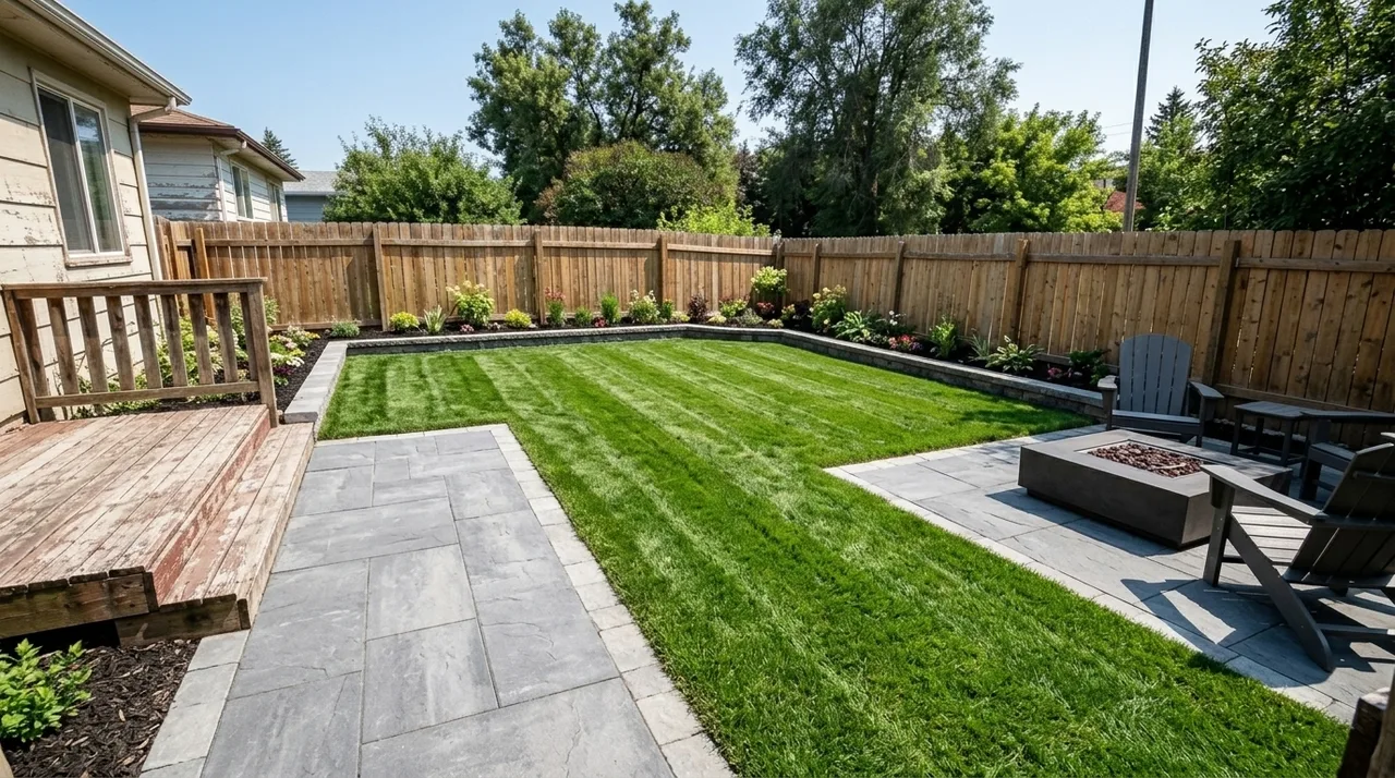 Luxury lawn and patio after Eddie's transformation